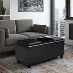 SIMPLIHOME Avalon 42 inch Wide Contemporary Rectangle Tray Storage Ottoman - Image 2