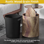 Wood Grain Plastic Trash Can Swing Top Lid, 4Gal/15L Farmhouse Wastebasket Bin - Image 5