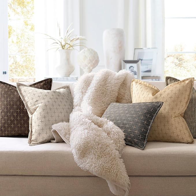 ZWJD Pillow Covers 26x26 Set of 2 Soft Polyester Textured Pillow Covers - Image 4