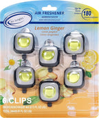 Air Jungles Lemon Ginger Scent Car Air Freshener Clip, 6 Vent Clips, 4ml Each by AirJungles