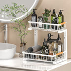 Under Sink Organizer Storage 1 pack, 2 Tier Slide Out Height Adjustable Pull - Image 8
