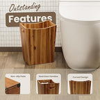 2 Gallon Acacia Wooden Bin, Wastebasket – Small Trash Can, Decorative Bathroom - Image 3