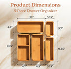 SMIRLY 5-Piece Bamboo Kitchen Drawer Organizer Set - Image 2