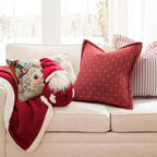 ZWJD Christmas Pillow Covers 26x26 Set of 2 Soft Polyester Textured Red Pillows - Image 2