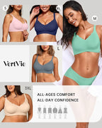 Vertvie Womens Seamless Bras No Underwire Supportive Wireless Push Up Full - Image 6