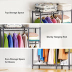 Heavy Duty Rolling Garment Rack 3 Tiers Adjustable Wire Shelving Clothes Rack - Image 3