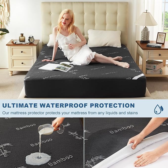 BEDLORE California King Size Mattress Protector Waterproof, Mattress Pad Fitted - Image 2