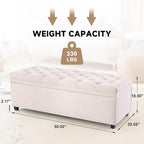 50" Storage Ottoman Bench, Tufted Ottoman - Image 2