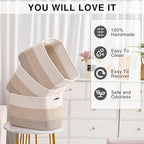 Storage Baskets for Organizing Shelves, Woven Cotton Rope Bins for Baby Nursery - Image 5