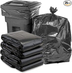 65 Gallon Trash Bags, 25 Pieces large Black Heavy Duty Trash Can Liners by Coobbar