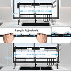 2 Tier Extra Large Stainless Steel Expandable Over The Sink Dish Drainer Drying - Image 2