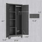 Metal Storage Cabinet with Locking Doors, Broom Closet, Freestanding Bathroom - Image 3