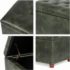 24'' Leather Ottoman with Storage Rectangle Foot Rest Ottomans Stool - Image 5