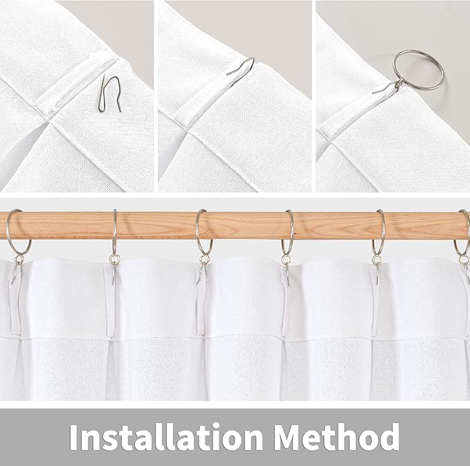 YoungsTex White Linen Curtains for Living Room 95 Inch Long 2 Panels, Semi - Image 7