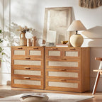 LEYAOYAO Rattan Dresser for Bedroom, 33.5" Tall Chest of Drawers, Modern 5 - Image 2