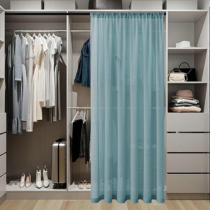 Tollpiz Small Sheer Door Curtain Closet Linen Textured Curtain Sheers Doorway - Image 3