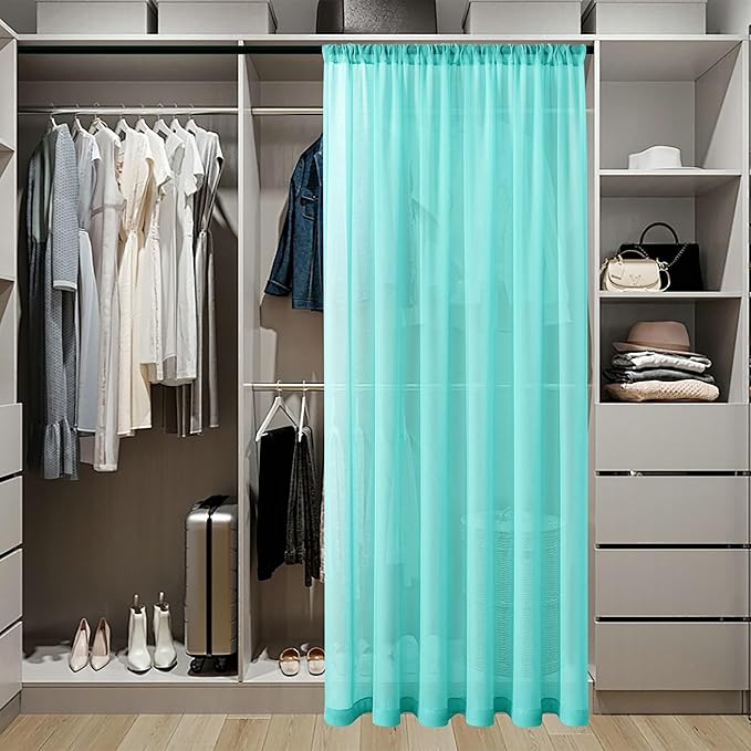 Tollpiz Sheer Door Curtains Closet Linen Textured Curtain Sheers Doorway Light - Image 3