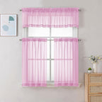 Chyhomenyc Pink Sheer Curtains 30 inch Length 2 Panels, Light Filtering Voile - Image 2