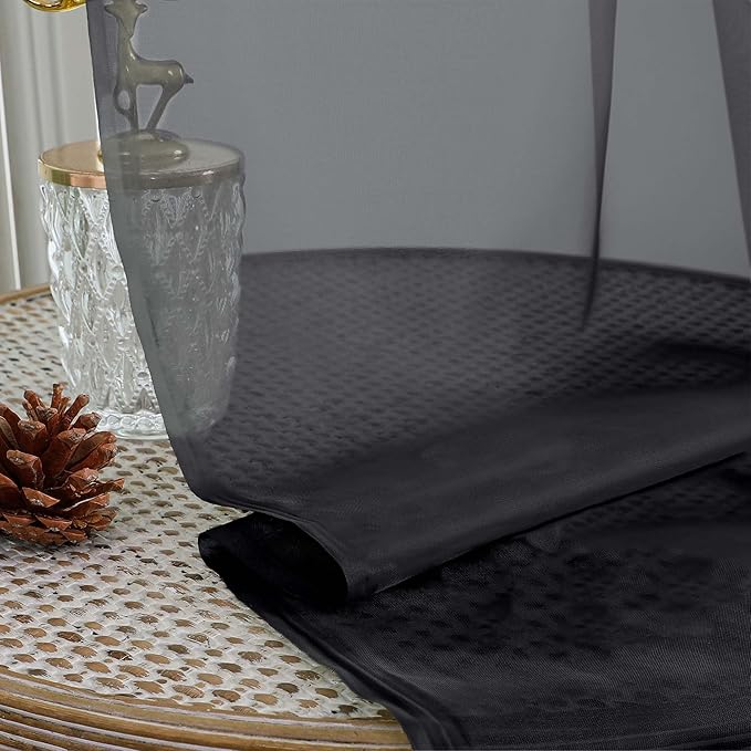 Chyhomenyc Black Sheer Curtains 78 Inches Long 2 Panels Set - Image 4