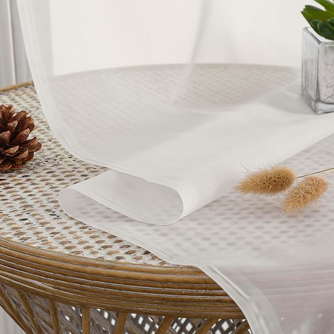 Chyhomenyc Extra Long Ivory Sheer Curtains 144 inch 2 Panels, Translucent - Image 5