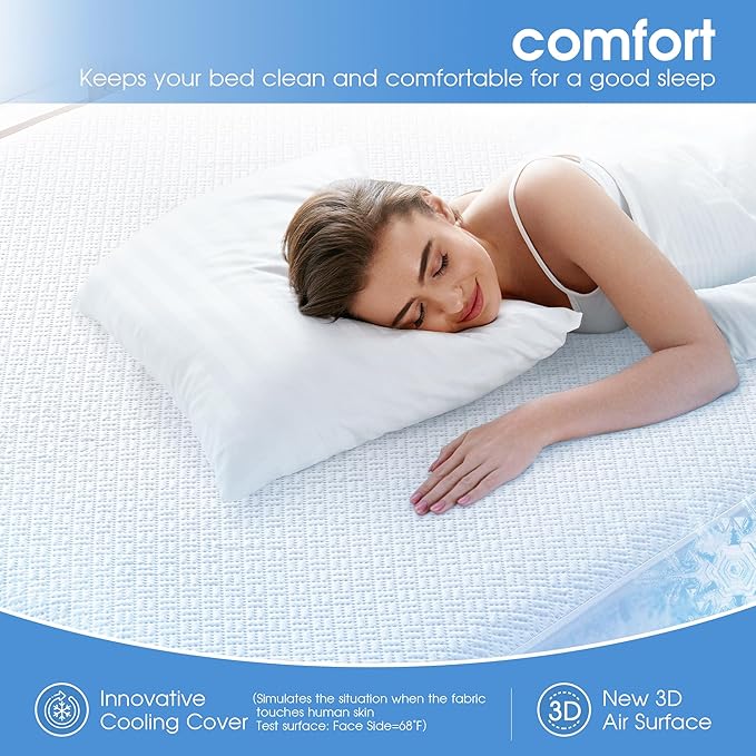 Cooling Waterproof Mattress Protector California King Size, Mattress Cover 3D - Image 3