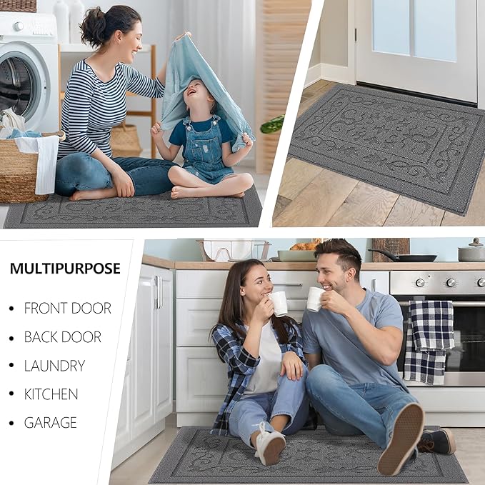 FONEYI Indoor Door Mat 20" x 32", Dirt Trapper Door Mats Non-Slip Entryway Rugs - Image 6