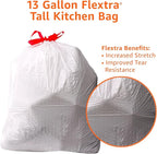 Amazon Basics Flextra Tall Kitchen Drawstring Trash Bags, 13 Gallon - Image 4