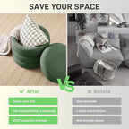 Round Ottoman with Storage Boucle Ottoman Stool Removable Lid - Image 4