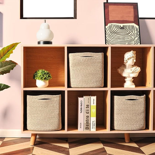 11 Inch Cube Storage Bins, Storage Cube Organizer Bins, Woven Cotton Rope - Image 2