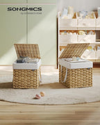 SONGMICS Laundry Hamper with Lid, 9.5 Gallon Synthetic Rattan Clothes Laundry - Image 2
