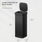EKO EcoSmart 80L / 21.1 Gallon Motion Sensor Trash Can – Tall, Large Touchless - Image 2