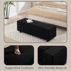 Teddy Storage Ottoman Bench, 55 Inch Upholstered Boucle Comfy Sherpa End of Bed - Image 4