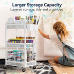 YASONIC 3 Tier Rolling Cart – Metal Utility Storage Cart - Image 2