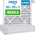Aerostar 10x10x1 MERV 8, Pleated Air Filter, Box of 6, Made in the USA by AirFiltersDelivered