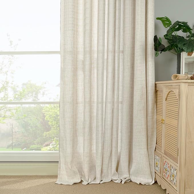 YoungsTex Linen Semi Sheer Curtains 84 Inch Length - Image 8