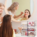 Vtopmart 10 Pack Clear Small Stackable Storage Drawers, Acrylic Bathroom Makeup - Image 5