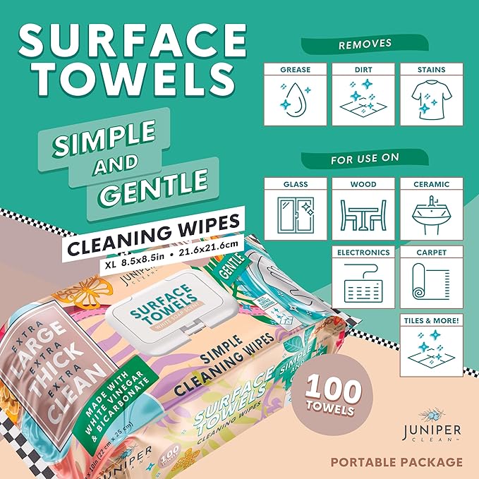 Single Surface Cleaning Wipes, Thick & Large Dispose, All-Purpose Cleaner - Image 2