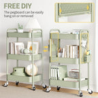 TOOLF 3 Tier Rolling Cart Storage Organizer, Metal Rolling Utility Cart - Image 3