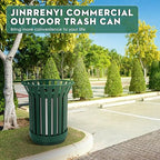 Round Heavy Duty Outdoor Trash Can, Large Metal Slatted Garbage Can - Image 8