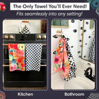 2 Double Sided Microfiber Hand Towels, 17x27 Inches Waffle Design Kitchen - Image 2