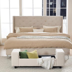 Storage Ottoman Bench, 55 Inch End of Bed Linen Bench - Image 3