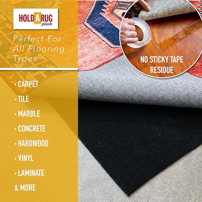 Hold-a-Rug Plush 2'6 x 12' Nonskid, Nonslip Rug Pad, Reversible Gripper - Image 3