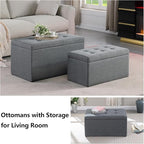 Storage Ottoman Bench with 2.56-inch Thick Seat, 31.5 inch Nesting Ottoman Set - Image 3