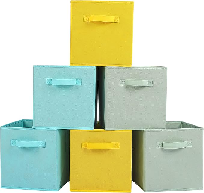 Stero Fabric Storage Bins 6 Pack Fun Colored Durable Storage Cubes by Stero