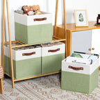 HNZIGE Fabric Cube Storage Bins 13x13 Set of 4 Canvas Storage Baskets - Image 3