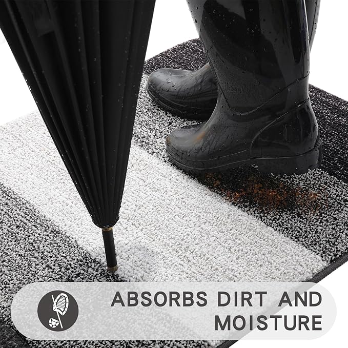 Kitinjoy Indoor Outdoor Door Mat, 71x24 Non-Slip Absorbent Dirt Trapper - Image 2