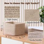 Small Organizing Baskets for Cubes Shelf, 9.7x9.7x7.1 Inch Rope Woven Storage - Image 2