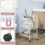 TOOLF 3-Tier Metal Rolling Cart, Mesh Wire Easy Assemble Utility Cart, Storage - Image 5