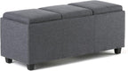 SIMPLIHOME Avalon 42 Inch Wide Contemporary Rectangle Storage Ottoman in Slate by SimpliHome