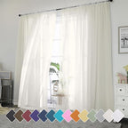 Chyhomenyc Ivory Sheer Curtains 96 Inch Length 2 Panels Set, Elegant Light by Chyhomenyc